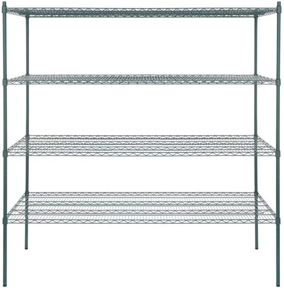 30" x 72" NSF Green Epoxy 4-Shelf Kit with 74" Posts, Heavy Duty Storage Shelving, Wire Shelving Kit, NSF Commercial Storage Rack Unit