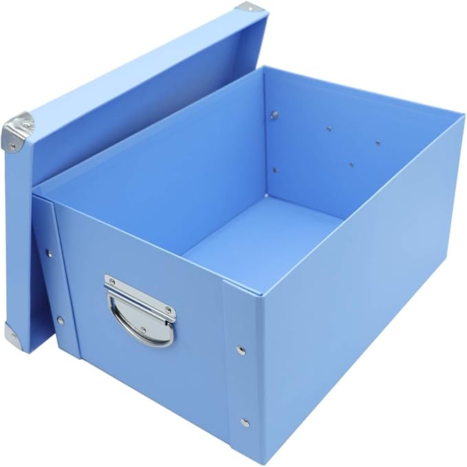 GUOZI Collapsible Storage Box, Decorative Memory Box with Lid & Metal Reinforced Corners, Cardboard File Bin with Handles, Organizer Gift Box for Keepsake Toy Photos Office Nursery Wardrobe Bookshelf-NeatNest