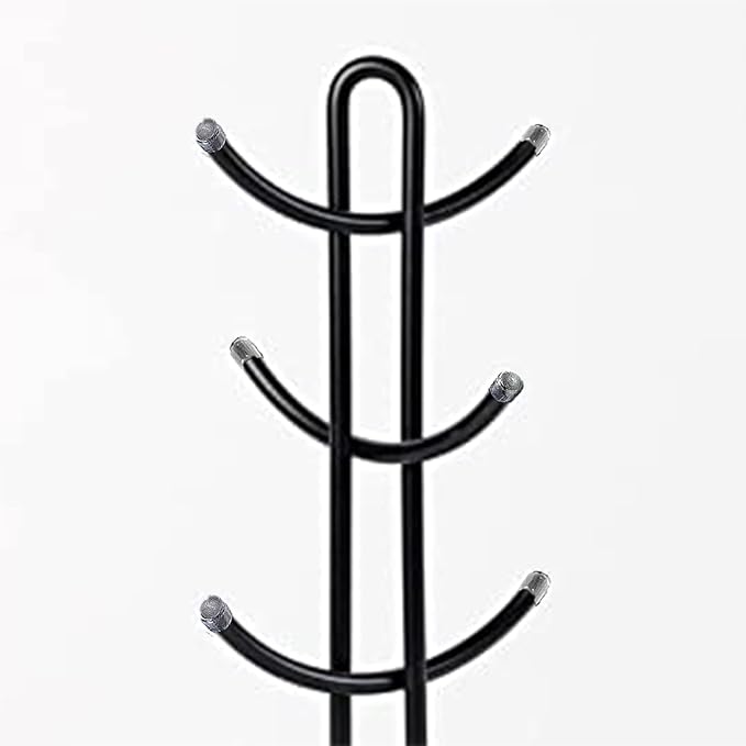 FitWell Mugs Holder, Mug Tree, Coffee Mug Holder, Coffee Mug Tree, Mug Organizer for Cabinet, Mug Holder Stand, Coffee & Tea Cup Storage Rack (Black, 6 Mugs (15"H))-NeatNest