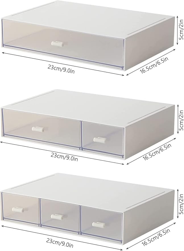 Desk Organizer-3 Tier Stackable Storage Drawers with 6 Compartments White Compact Desk Storage Drawers Great for Makeup Storage Bathroom Organization Accessories Etc (White)-NeatNest