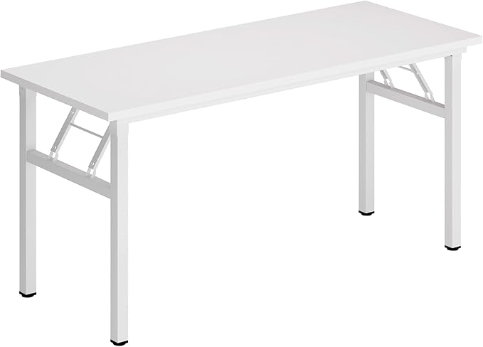 DlandHome Large Computer Desk, Folding Desk, Decent and Steady Home Office Desk/Workstation/Table 54.3inch White White-NeatNest