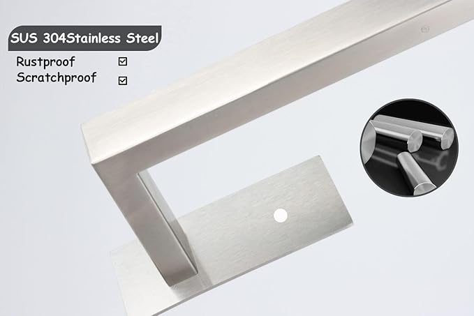 Bathroom Towel Bar Self Adhesive, No Drilling Towel Rack Easy to Install, Hand Towel Holder Made of Premium Stainless Steel Sticky on Hand Towel Hanger for Kitchen, Toilet.(17.7IN, Brushed)-NeatNest