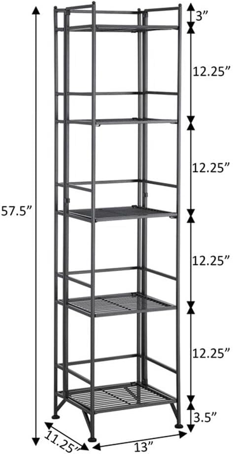 Convenience Concepts Xtra Storage Shelves - 5-Tier Folding Metal Storage Shelves, Closet Organizer for Office, Laundry Room, Bedroom, Garage, Kitchen, Bathroom, Speckled Gray-NeatNest