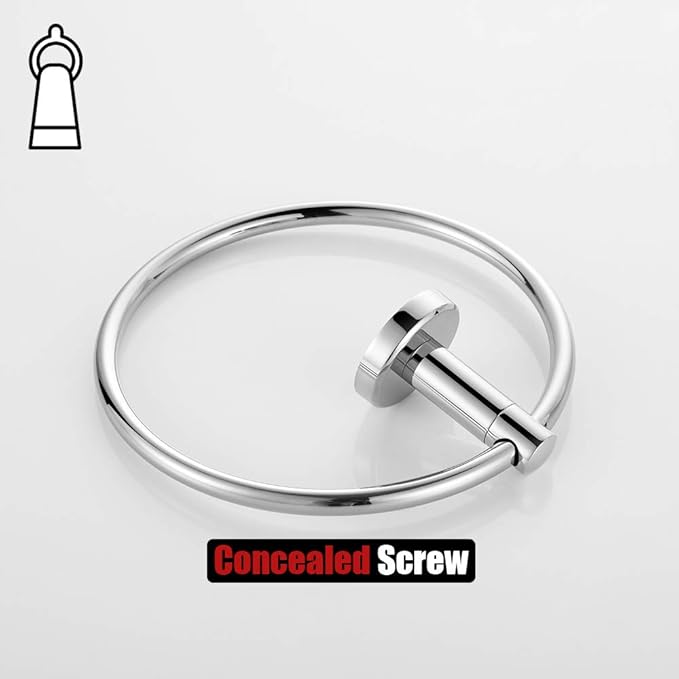JQK Chrome Towel Ring, 304 Stainless Steel Hand Towel Holder for Bathroom, Polished Finish Wall Mount, TR130-CH