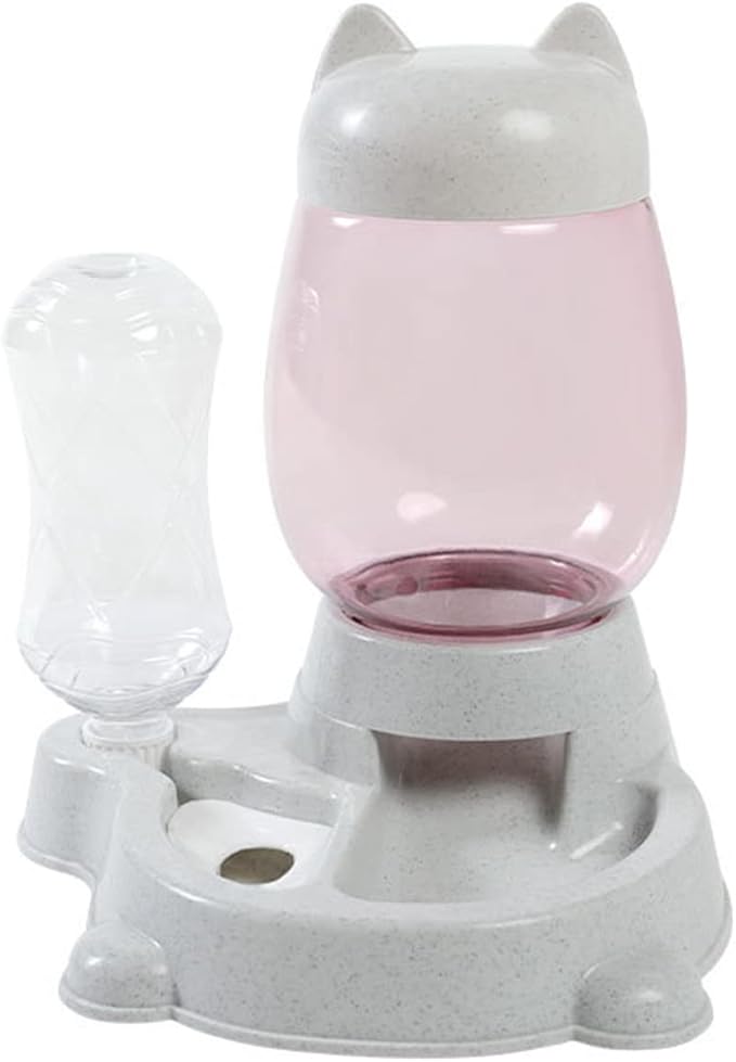 Automatic Cat & Dog Feeder Set - Self-Dispensing Food and Water Bottle Dispenser, Large Capacity (Grey)-NeatNest