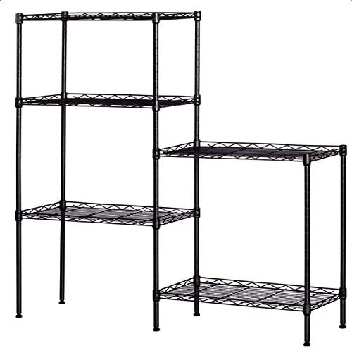 5 Tier Adjustable Metal Storage Rack Wire Shelving Unit for Pantry, Closet, Kitchen, Laundry, Bathroom (Black, 7-5-Layer)