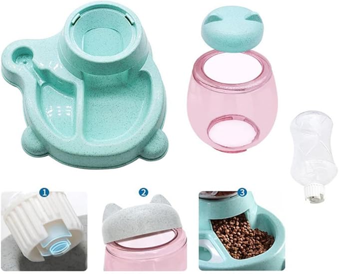 Automatic Cat & Dog Feeder Set - Self-Dispensing Food and Water Dispenser, Large Capacity (Green)-NeatNest