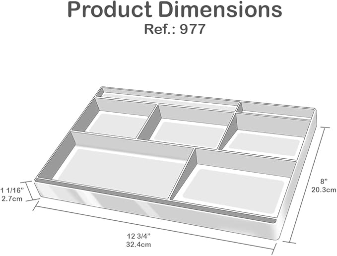 Acrimet Desk Drawer Organizer Tray with 8 compartments Bin Multi-Purpose for Desk Supplies and Accessories (Plastic) (Black Color)-NeatNest