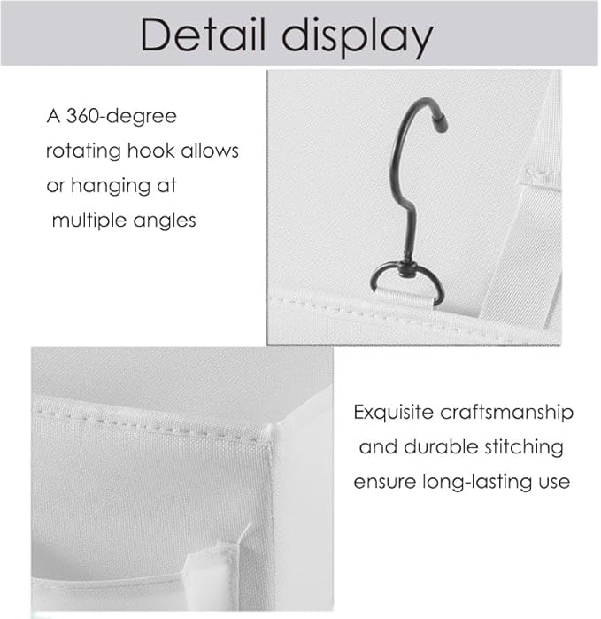 Bedside Caddy Bedside Storage Organizer,Bed Caddy With Thickened Material Suitable for Homes, Dormitories, Hospitals, Cribs, RVs,Great for Magazines,Books,Remote, Phone (white)-NeatNest