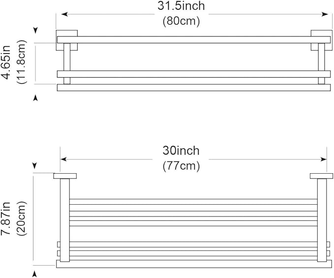 Bathroom Towel Rack with Double Towel Bar 32 Inch Bathroom Hotel Shower Shelf SUS304 Stainless Steel Modern Wall Mounted Holder Polished Chrome