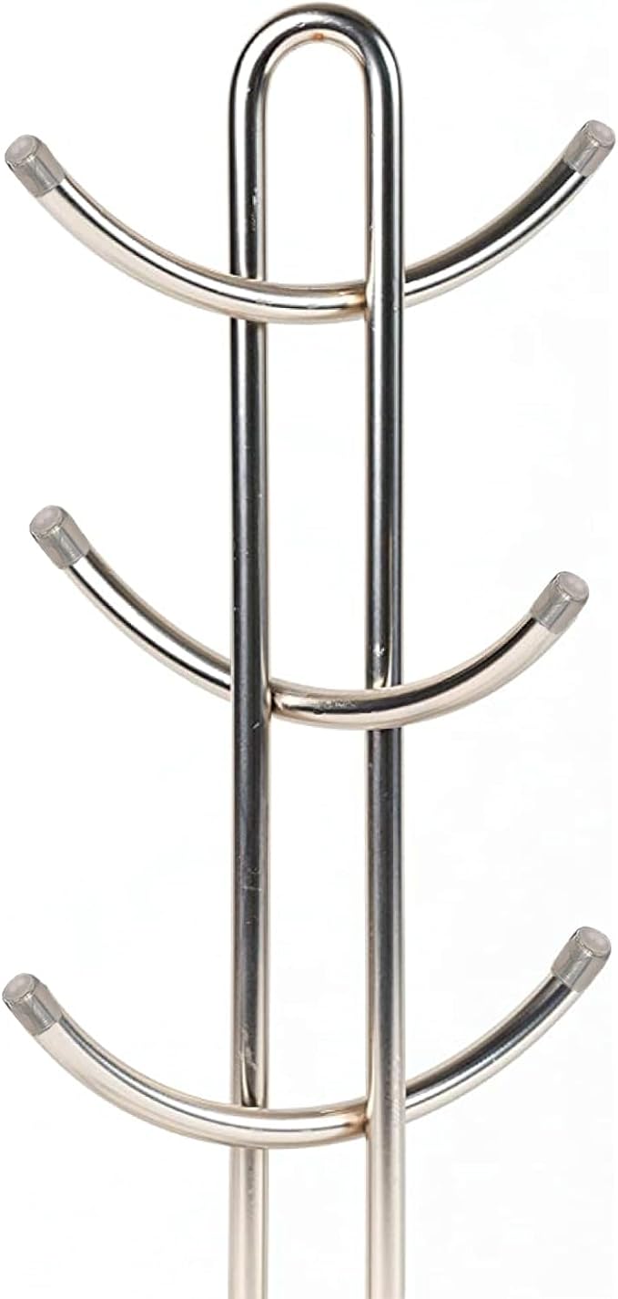 FitWell Mugs Holder, Mug Tree, Coffee Mug Holder, Coffee Mug Tree, Mug Organizer for Cabinet, Mug Holder Stand, Coffee & Tea Cup Storage Rack (Satin Nickel, 6 Mugs (15"H))-NeatNest