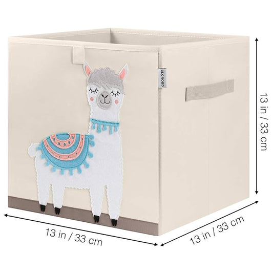 CLCROBD Foldable Animal Cube Storage Bins Fabric Toy Box/Chest/Organizer for Kids Nursery, 13 inch (Llama)-NeatNest