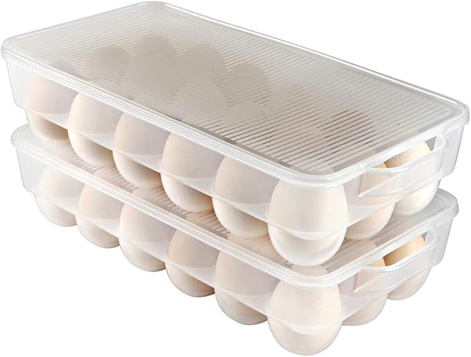 Covered Egg Holder,Egg Storage for Refrigerator,Fits 18 Eggs,Pack of 2-NeatNest