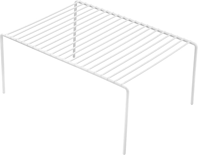 iPEGTOP Set of 4 Kitchen Cabinet Shelf Organizer, Medium (13 x 9.4 Inch) Bathroom Cabinet Organization Wire Shelf Rack, Rustproof Storage Space Saver Shelves for Countertops Pantries Utensils -White-NeatNest