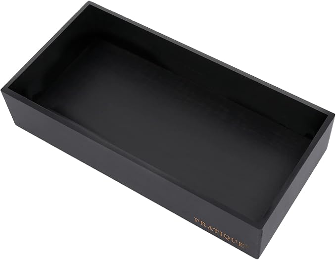 Bamboo Drawer Organizer - Kitchen Utensil Organizer Silverware Tray Cutlery Holder,Office Desk Supplies and Accessories,12 * 5.9 * 2.6,Black-NeatNest