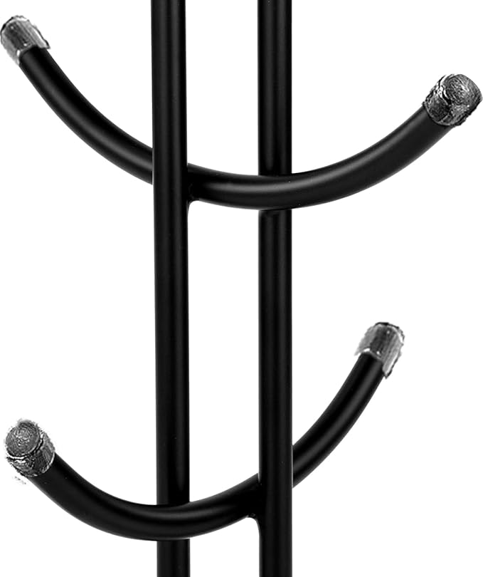 FitWell Mugs Holder, Mug Tree, Coffee Mug Holder, Coffee Mug Tree, Mug Organizer for Cabinet, Mug Holder Stand, Coffee & Tea Cup Storage Rack (Black, 6 Mugs (15"H))-NeatNest