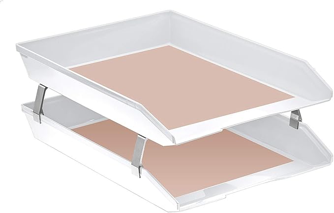 Acrimet Facility 2 Tier Letter Tray, Front Load, Letter Size/A4, Desktop File Organizer, Plastic (White Color)-NeatNest