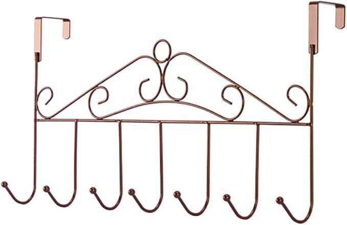 eywlwaar Metal Over Door Hook Rack with 7 Hooks Decorative Over The Door Clothes Hanger Suitable for Towels Hats Coats Bag Scarfs in Bathrooms, Bedroom, Kitchen-NeatNest
