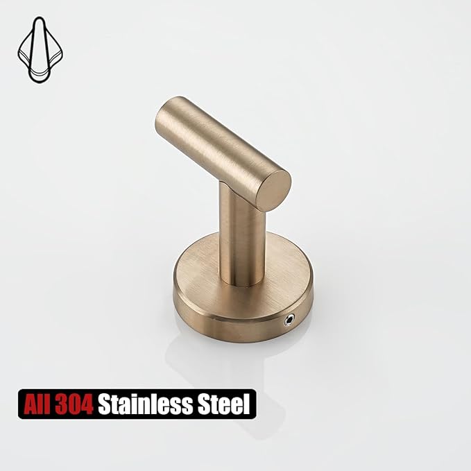 JQK Bathroom Towel Hook Champagne Bronze, Coat Robe Clothes Hook for Bathroom Wall Mounted (Pack of 2), SUS 304 Stainless Steel 0.8mm, TH100-CB-P2-NeatNest