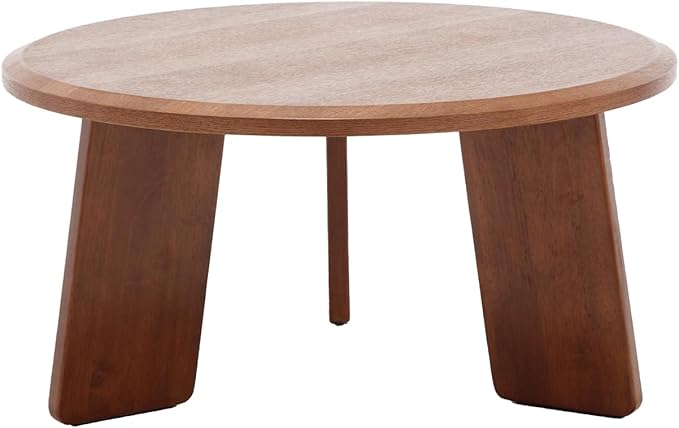 chairus 32 Inches Round Coffee Table Solid Wood Side Table Cute Circle End Table for Living Room, Home Decor, Balcony, Walnut-NeatNest