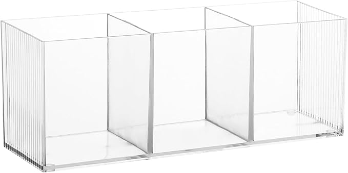 Cutlery Storage Organizer, Silverware Caddy with 3 Cavities Clear Silverware Holder Knife Fork and Spoon Organizer Tableware Storage Box for Kitchen Countertop Dining Room Home Office Desk Party Table-NeatNest