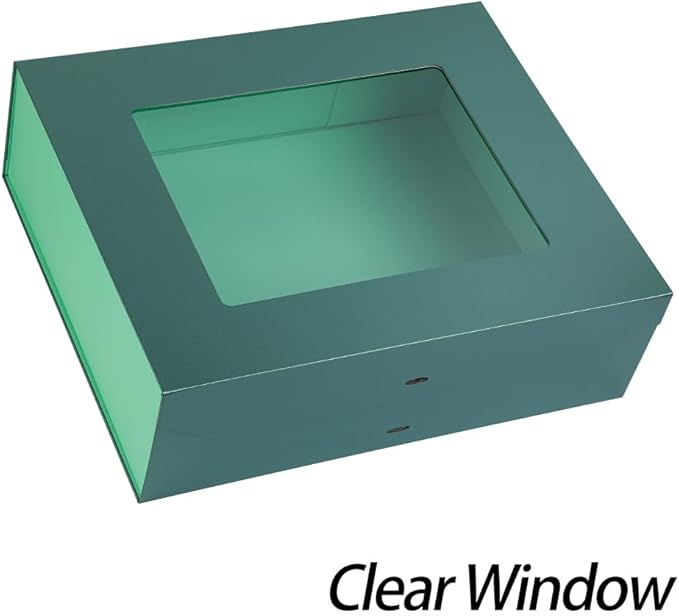 3 Pcs Extra Large Green Gift Box for Presents with Ribbon 19x16x6 Inches Clear Gift Box with Window Magnetic Closure Gift Boxes with Lids-NeatNest
