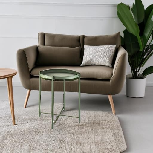 EKNITEY Small Side End Table - Metal Side Table Waterproof Small Sofa Coffee Side Tables Bedroom Indoor Outdoor with Removable Tray for Living Room Bedroom Balcony and Office-NeatNest