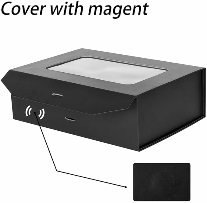 Black Gift Box for Presents with Ribbon 10.8x7.5x3.5 Inches Clear Gift Box with Window Magnetic Closure Gift Boxes with Lids-NeatNest