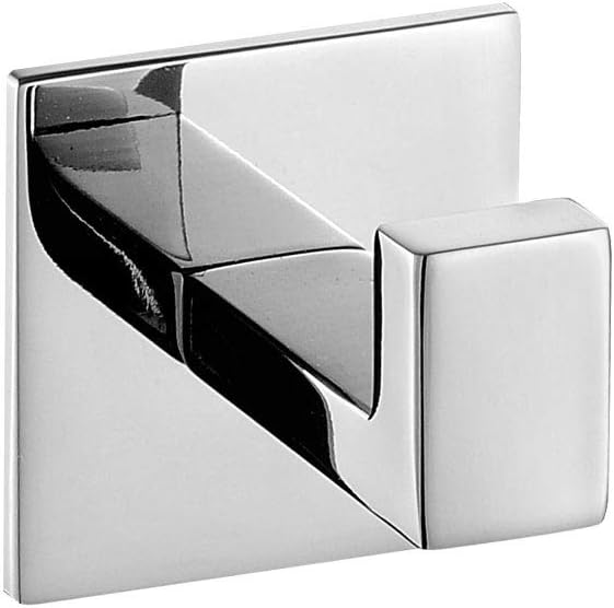 2PC SUS304 Stainless Steel Bathroom Self Adhesive Towel Hook Hanger Chrome Finish Coat Hook Robe Hook Hanger Without Drilling Easy Installation … (Self Adhesive, 2PC)
