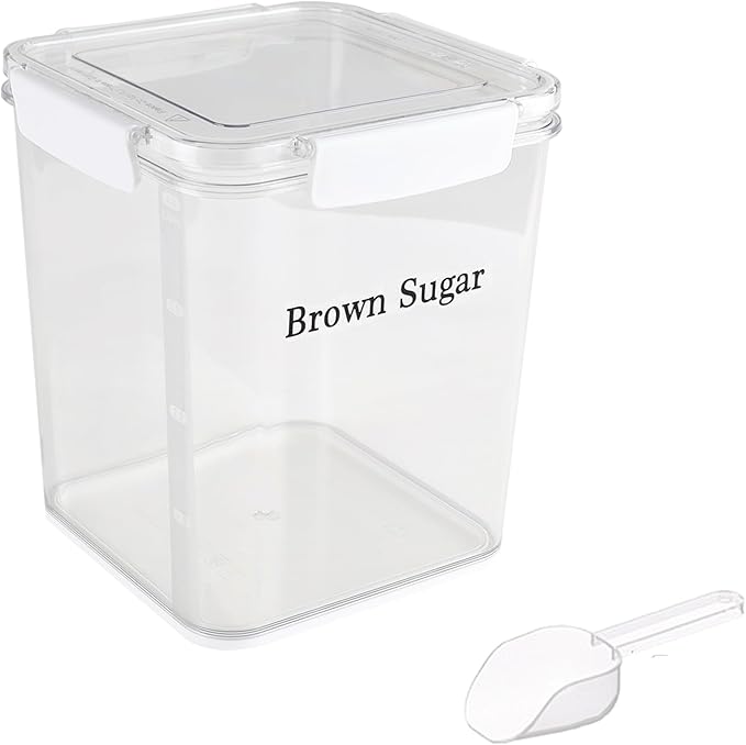Brown Sugar Keeper,Airtight Food Storage Containers,BPA-Free Brown Sugar Container, Food Saver Container,Plastic Storage Containers with Lids & Spoon for Baking,Salt,Flour,Coffee Beans Jar