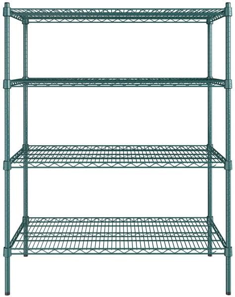21" x 42" NSF Green Epoxy 4-Shelf Kit with 54" Posts, Heavy Duty Storage Shelving, Wire Shelving Kit, NSF Commercial Storage Rack Unit