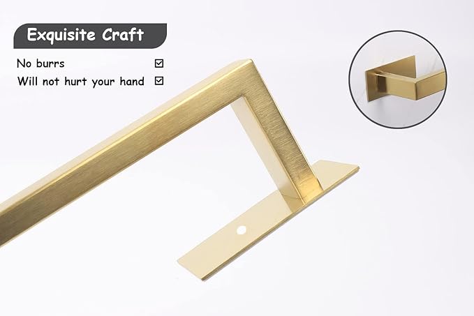 Bathroom Towel Bar Self Adhesive, No Drilling Towel Rack Easy to Install,Hand Towel Holder Made of Premium Stainless Steel Sticky on Hand Towel Hanger for Kitchen, Toilet.(16IN, Gold)-NeatNest