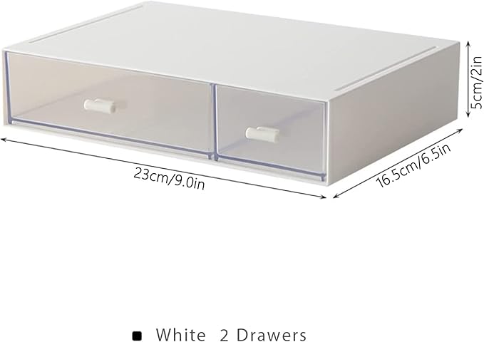 Desk Organizer-Stackable Storage Drawers, Desk Drawer Organizer Perfect For Collection Small Item/Cosmetic Office Supplies - 2 drawers (White)-NeatNest