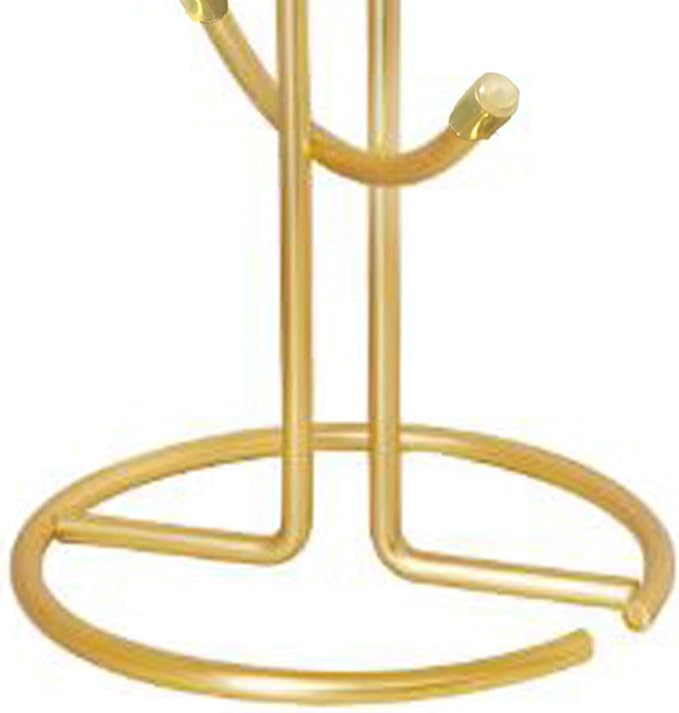 FitWell Coffee Mugs Holder, Mug Tree, Mug Organizer for Cabinet, Mugs Stand Rack, Coffee & Tea Cup Storage Rack (Gold, 8 Mugs Holder (17.5" H))-NeatNest