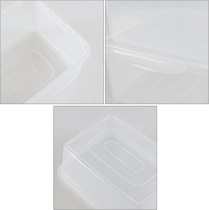 4-Pack Plastic Storage Containers with Latch Covers, BPA Free Stackable Fridge Organizer Bins, 14 L, Clear