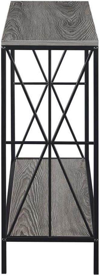 Convenience Concepts Tucson Starburst Console Table with Shelf, Weathered Gray/Black-NeatNest