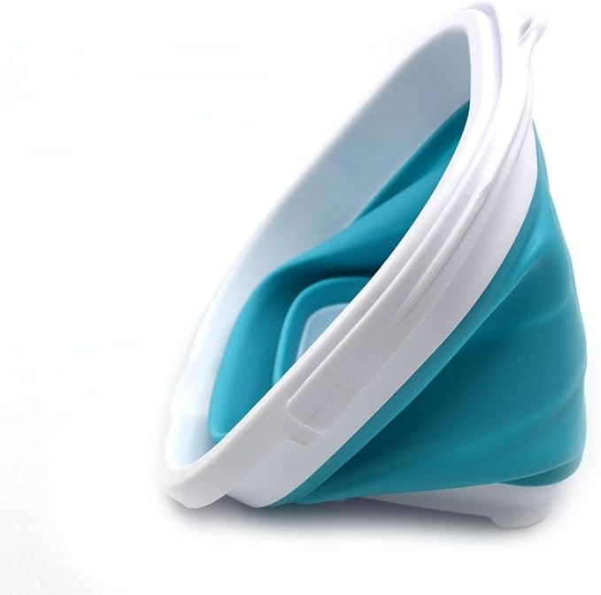 SAMMART Set of 2-2.6L (0.68 Gallon) Super Mini Sqare Collapsible Plastic Bucket - Foldable Square Tub - Portable Fishing Water Pail - Space Saving Outdoor Waterpot (2, Bright Blue)-NeatNest