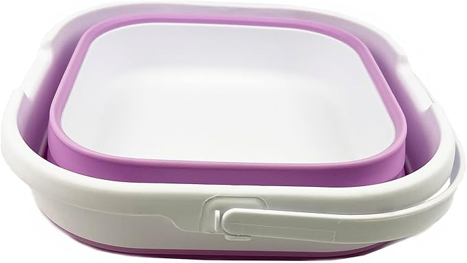 SAMMART 9.5L (2.5 Gallon) Collapsible Rectangular Handy Bucket (White/Pale Purple)-NeatNest
