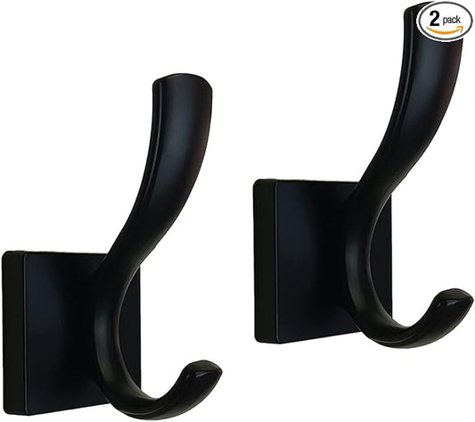 Black Coats Towels Hooks,Towel Robe Clothes Coat Hooks,Heavy Duty Wall Mount Hooks for Bath Bedroom Kitchen Pool Garage Hotel,2 Pack-NeatNest
