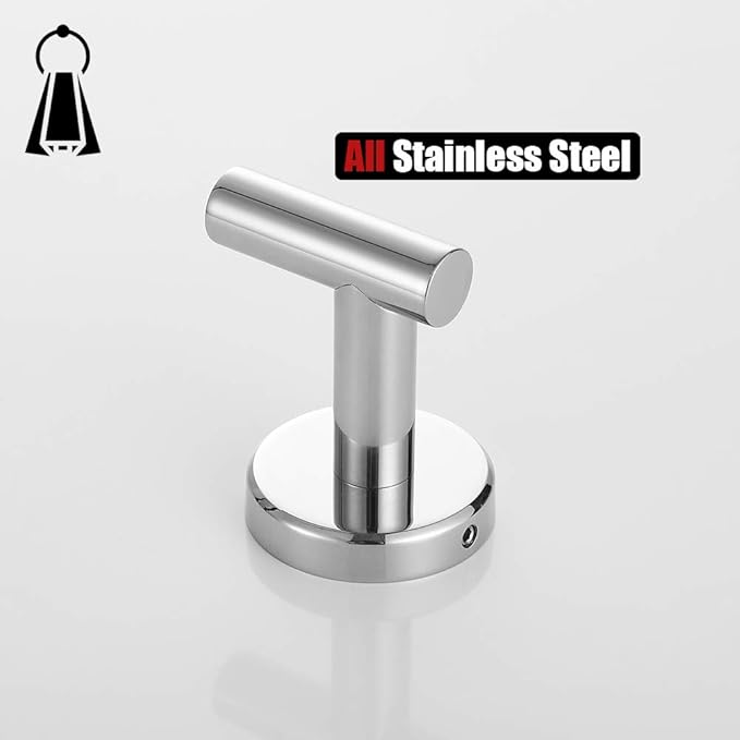 JQK Chrome Bathroom Towel Hook, 304 Stainless Steel Coat Robe Clothes Hook for Bathroom Kitchen Garage Wall Mounted (Pack of 2), TH100-CH-P2-NeatNest