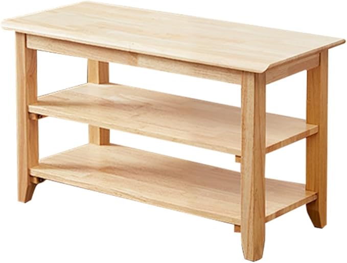 XKZG Storage Bench Wooden Shoe Rack Bench Simple Style Wood Entryway Bench (Natural,23.6")-NeatNest