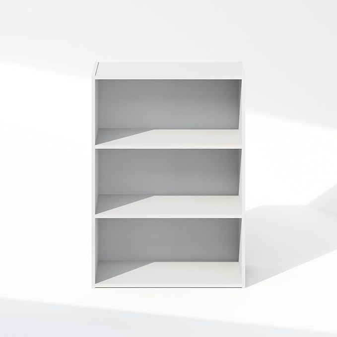 Furinno Reed 3-Tier Multipurpose Open Shelf Clothing & Closet Storage Organization, Plain White-NeatNest