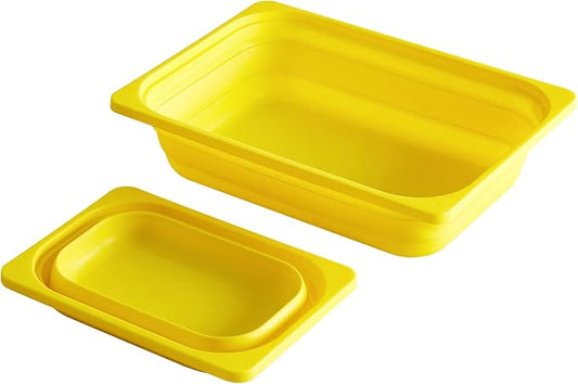 Beright 2 Pack Storage Bins, Collapsible Wash Basin Folding Dish Tub Sink, Space Saving for Dishing, Fruit, and Camping, Hiking and Home, Yellow, 2 in 1 Set-NeatNest