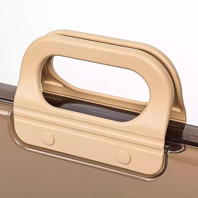 Portable File Box Clear Waterproof Document Storage Box with Snaps PP Files Organizer Cases for A4 Paper Magazines Notebooks School or Office Supplies (1 pcs, Brown)