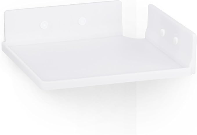 9" Small Corner Shelf Mount, Adhesive & Screw in, for Speakers, Cameras, Baby Monitors, Plants, Books Electronics, Collectibles & More, Floating Shelves (White) by Brainwavz-NeatNest