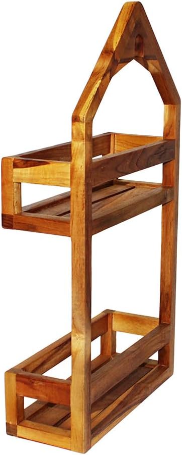 EcoDecors Teak Shower Caddy, Solid Wooden Organizer Rack Over Shower Head, Rustproof, Eco-Friendly Bathroom Storage Shelf, Fully Assembled, Spa Upgrade