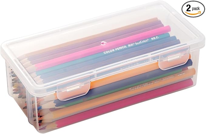 Plastic Storage Containers with Lid for Office Supplies, Pencil Box, Art Supplies, Makeup, Crafts and and Charger Cable Cord (2)-NeatNest