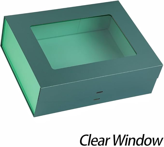3 Pcs Green Extra Large Gift Box for Presents with Ribbon 16.5x13x5.3 Inches Clear Gift Box with Window Magnetic Closure Gift Boxes with Lids-NeatNest