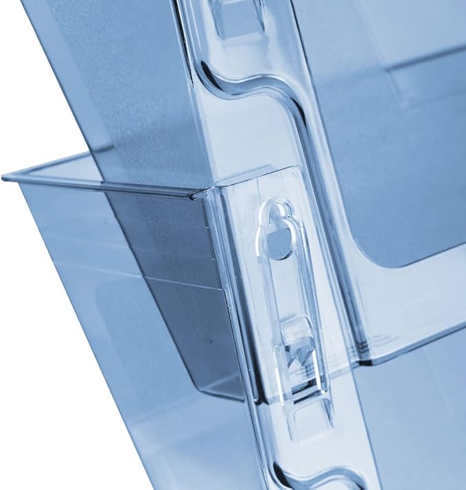 Acrimet Wall Mount Pocket File Organizer Holder Modular Letter Size A4 Plastic (Hangers Included) (Clear Blue Color) (2 Pack)