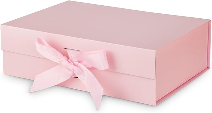 DaiJoob Large Pink Gift Box with Lid for Presents 13x9x4 Inch with Ribbon and Magnetic Closure (Pack of 1)-NeatNest